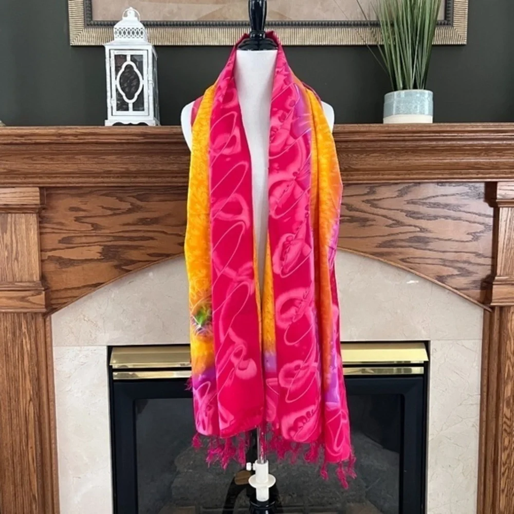 American Sarong Boho‎ Fringed Scarf Sz. 41.5” x 69.5”